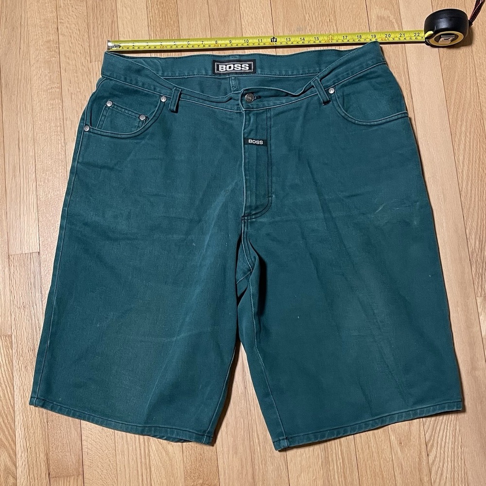 Vtg 90s BOSS Cargo Jeans Shorts Baggy Skater Hip Hop Made In USA‎ Embroidered 38 - Picture 6 of 6